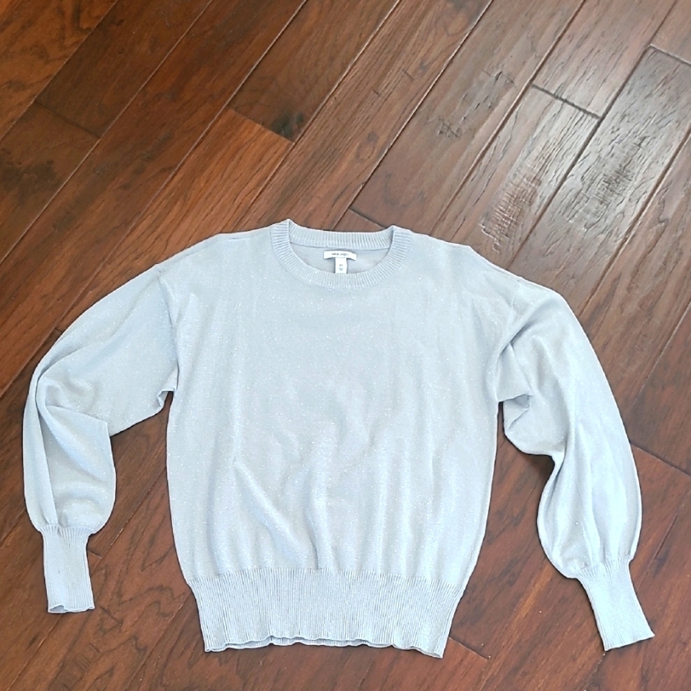 Nine West women's light grey/silver sweater with silver threading size Medium